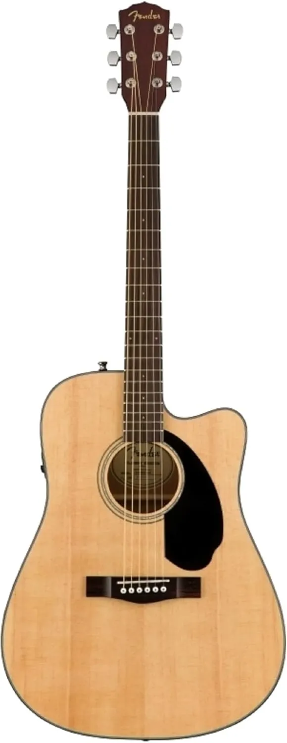 Fender CD-60SCE Dreadnought Cutaway Acoustic Electric Guitar, with 2-Year Warranty, Fishman Pickup and Preamp System, Natural