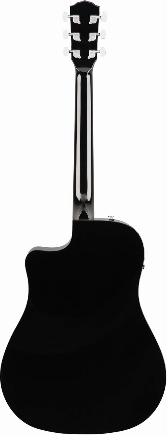 Fender CD-60SCE Solid Top Dreadnought Acoustic-Electric Guitar - Black Bundle with Hard Case, Instrument Cable, Tuner, Strap, Strings, Picks and Austin Bazaar Instructional DVD
