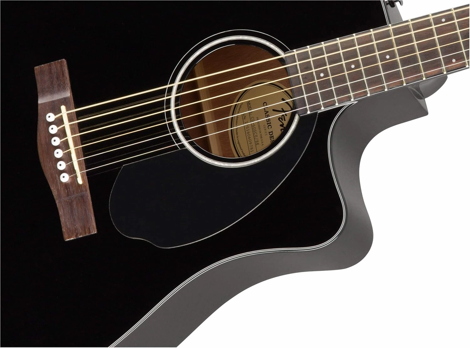Fender CD-60SCE Solid Top Dreadnought Acoustic-Electric Guitar - Black Bundle with Hard Case, Instrument Cable, Tuner, Strap, Strings, Picks and Austin Bazaar Instructional DVD