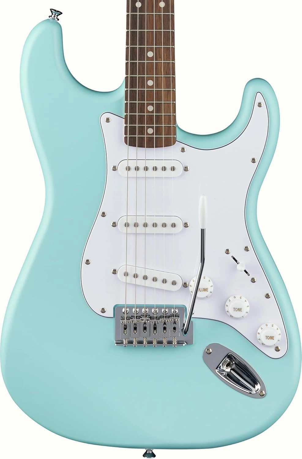 Fender Squier Stratocaster Electric Guitar - Daphne Blue Bundle with Amplifier, Gig Bag, Cable, Strap, Picks, and Austin Bazaar Instructional Video