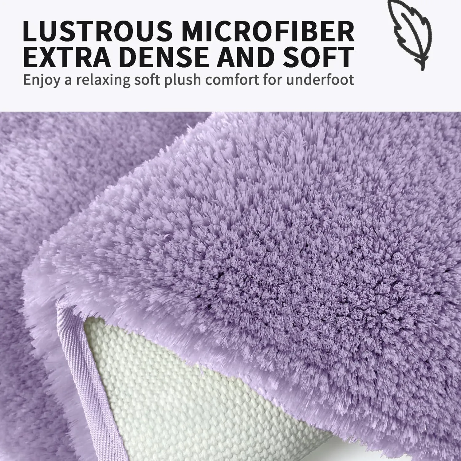 FIFU Bathroom Rugs 17" W x 24" L, Bath Mat for Bathroom, Bedroom, Laundry Room & Kitchen, Non-Slip Rubber Latex Backing, Extra Soft and Absorbent Microfiber Carpet, Machine Washable Rug, Lavender