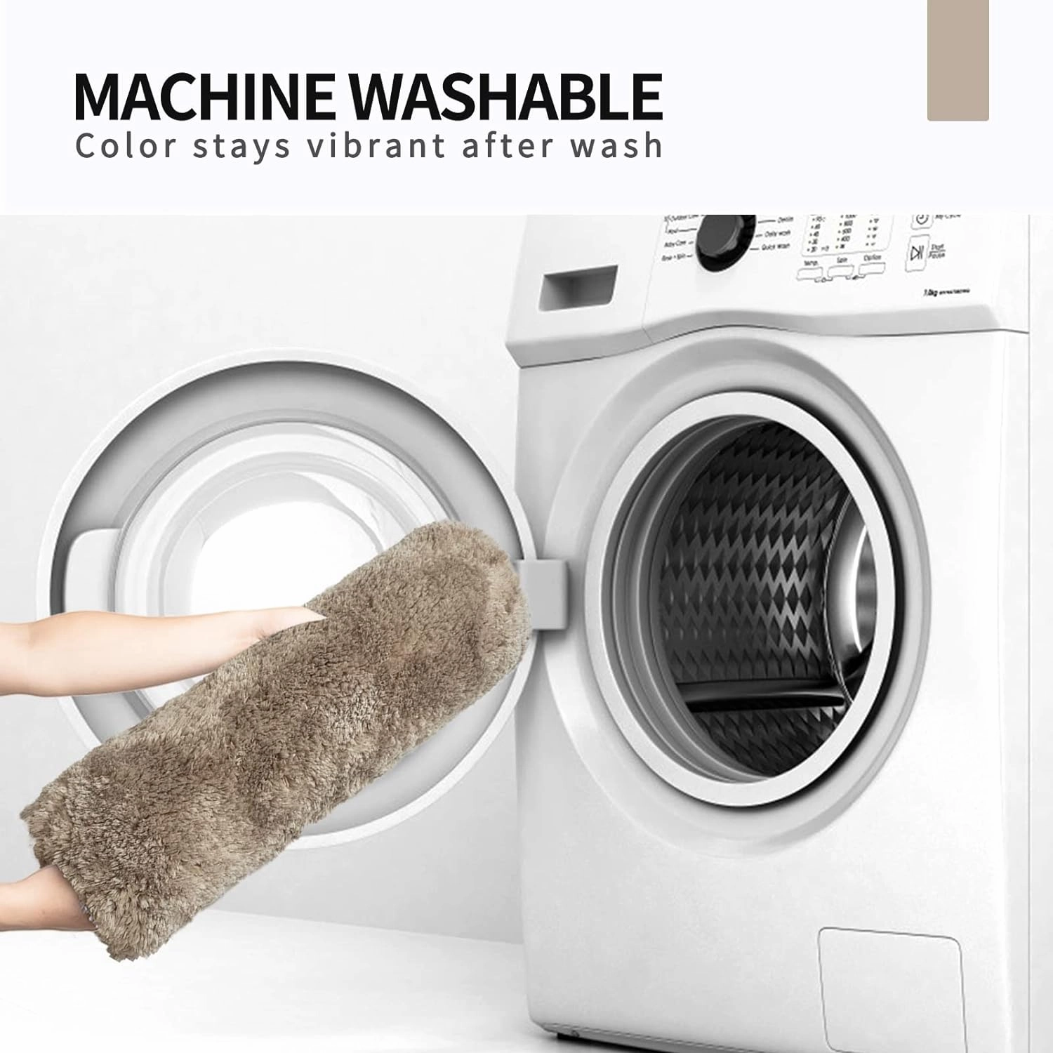 FIFU Bathroom Rugs 17" W x 24" L, Bath Mat for Bathroom, Bedroom, Laundry Room & Kitchen, Non-Slip Rubber Latex Backing, Extra Soft and Absorbent Microfiber Carpet, Machine Washable Rug, Beige