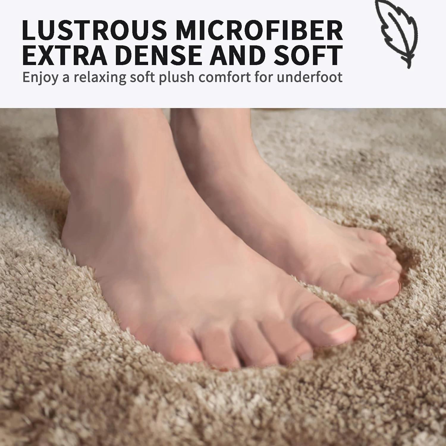 FIFU Bathroom Rugs 17" W x 24" L, Bath Mat for Bathroom, Bedroom, Laundry Room & Kitchen, Non-Slip Rubber Latex Backing, Extra Soft and Absorbent Microfiber Carpet, Machine Washable Rug, Beige