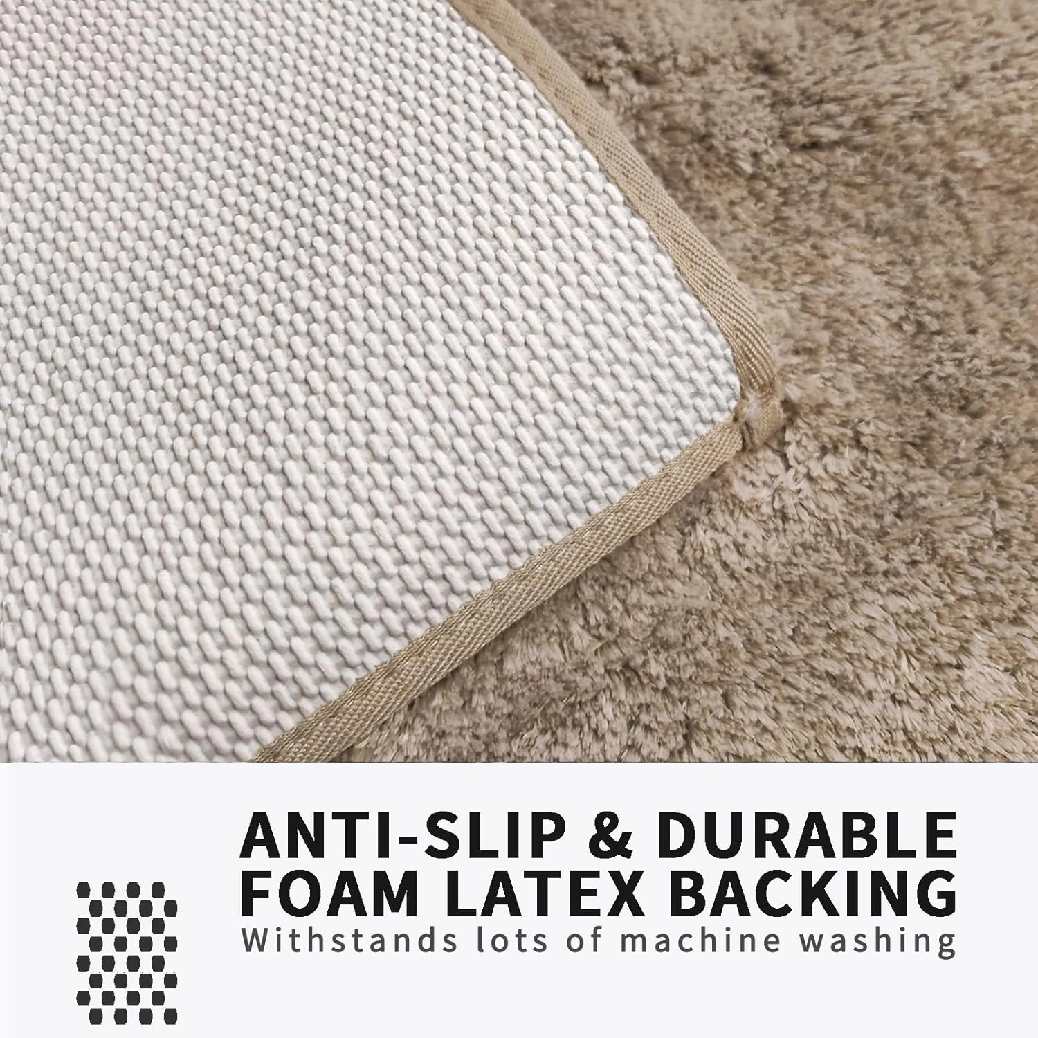 FIFU Bathroom Rugs 17" W x 24" L, Bath Mat for Bathroom, Bedroom, Laundry Room & Kitchen, Non-Slip Rubber Latex Backing, Extra Soft and Absorbent Microfiber Carpet, Machine Washable Rug, Beige