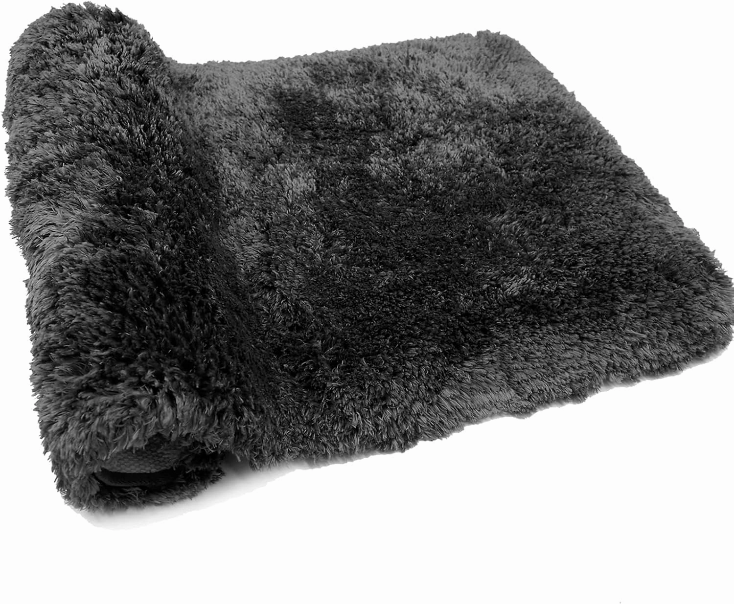 FIFU Bathroom Rugs 17" W x 24" L, Bath Mat for Bathroom, Bedroom, Laundry Room & Kitchen, Non-Slip Rubber Latex Backing, Extra Soft and Absorbent Microfiber Carpet, Machine Washable Rug, Black