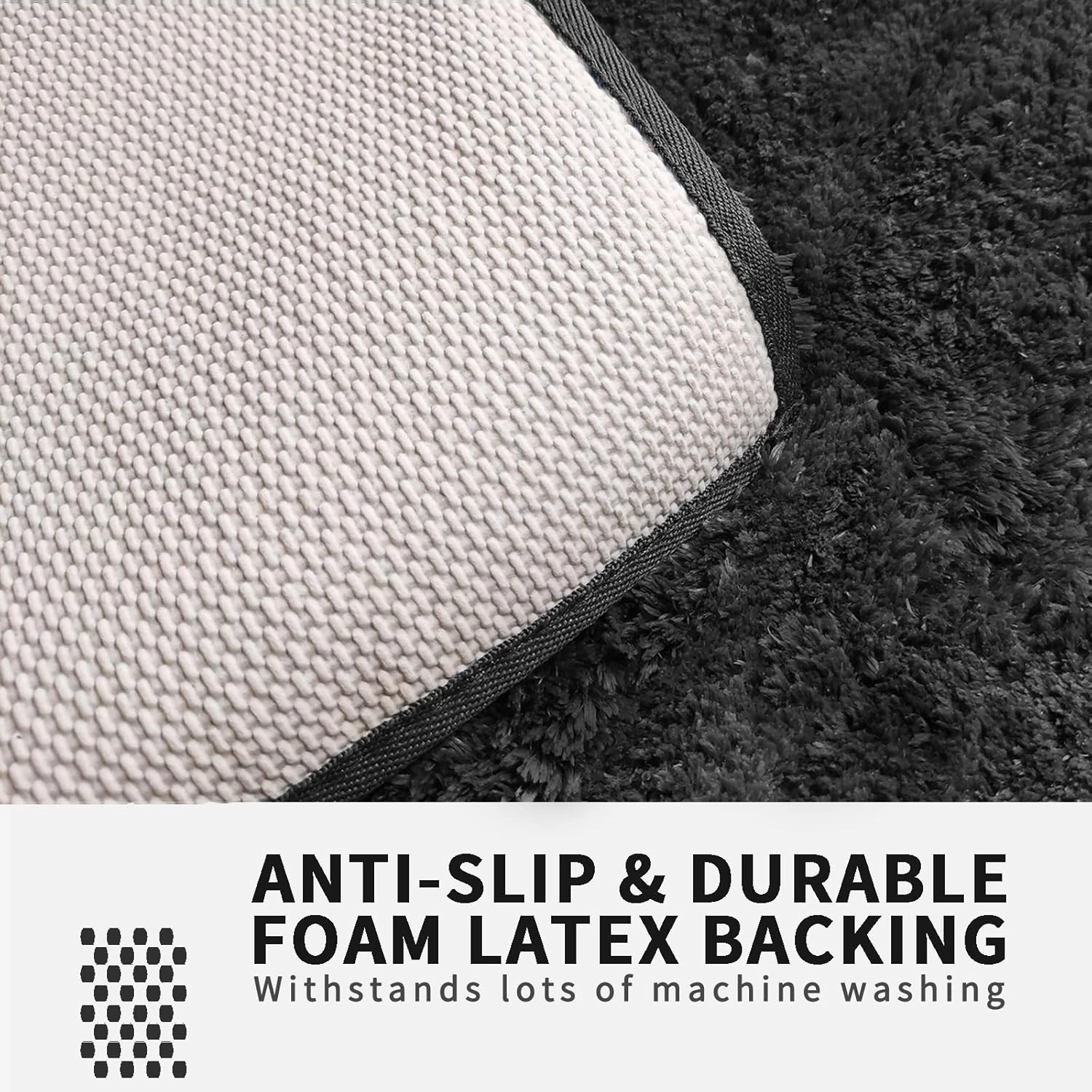 FIFU Bathroom Rugs 17" W x 24" L, Bath Mat for Bathroom, Bedroom, Laundry Room & Kitchen, Non-Slip Rubber Latex Backing, Extra Soft and Absorbent Microfiber Carpet, Machine Washable Rug, Black