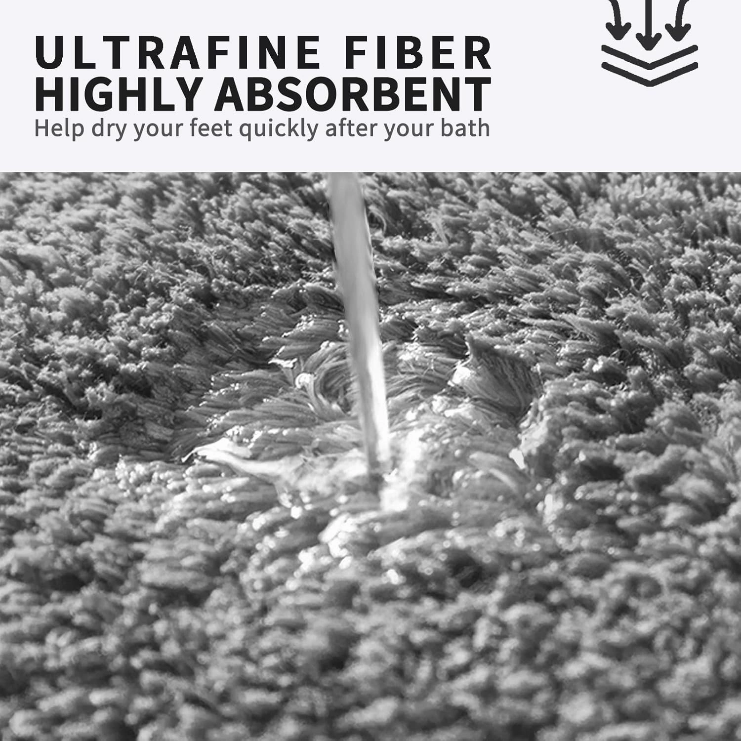 FIFU Bathroom Rugs 17" W x 24" L, Bath Mat for Bathroom, Bedroom, Laundry Room & Kitchen, Non-Slip Rubber Latex Backing, Extra Soft and Absorbent Microfiber Carpet, Machine Washable Rug, Dark Gray