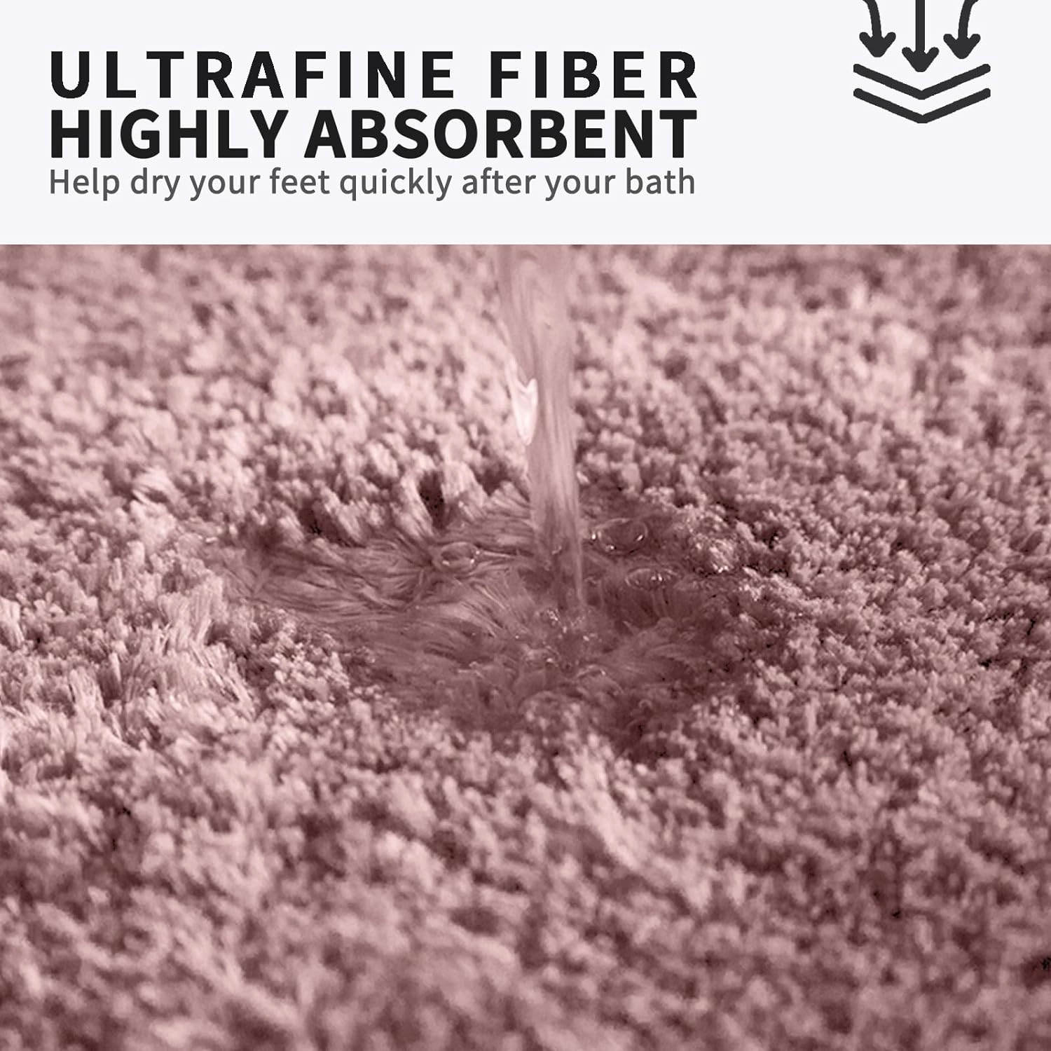 FIFU Bathroom Rugs 17" W x 24" L, Bath Mat for Bathroom, Bedroom, Laundry Room & Kitchen, Non-Slip Rubber Latex Backing, Extra Soft and Absorbent Microfiber Carpet, Machine Washable Rug, Pink