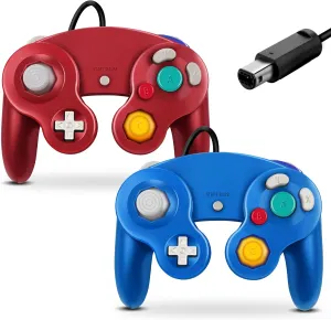 FIOTOK Gamecube Controller, Classic Wired Controller for Wii Nintendo Gamecube (Blue & Red-2Pack)