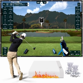 Fireproof Golf Simulator Impact Screen for Training – Professional 3D Air Mesh Golf Impact Screen, Ultra Clear Golf Simulators Screen for Home Golf Practice with Grommet Holes, 8 Size Options
