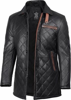 fjackets Leather Car Coats For Men – ¾ Length Real Lambskin Mens Fashion Brown & Black Leather Jacket Men