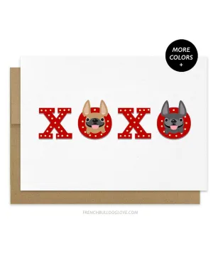 Flashing XOXO - French Bulldog Greeting Card