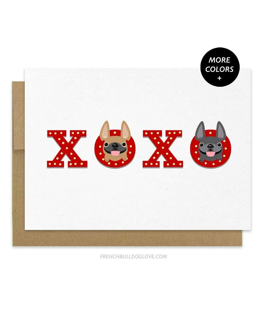 Flashing XOXO - French Bulldog Greeting Card