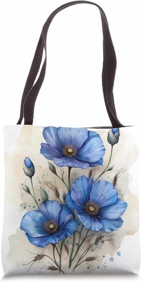 Flax Flower Cottagecore Graphic Tote Bag