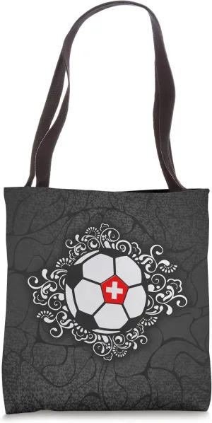 Floral Switzerland Soccer Fans Jersey Swiss Football Lovers Tote Bag