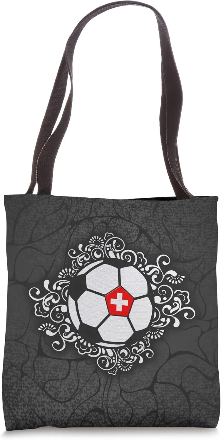 Floral Switzerland Soccer Fans Jersey Swiss Football Lovers Tote Bag