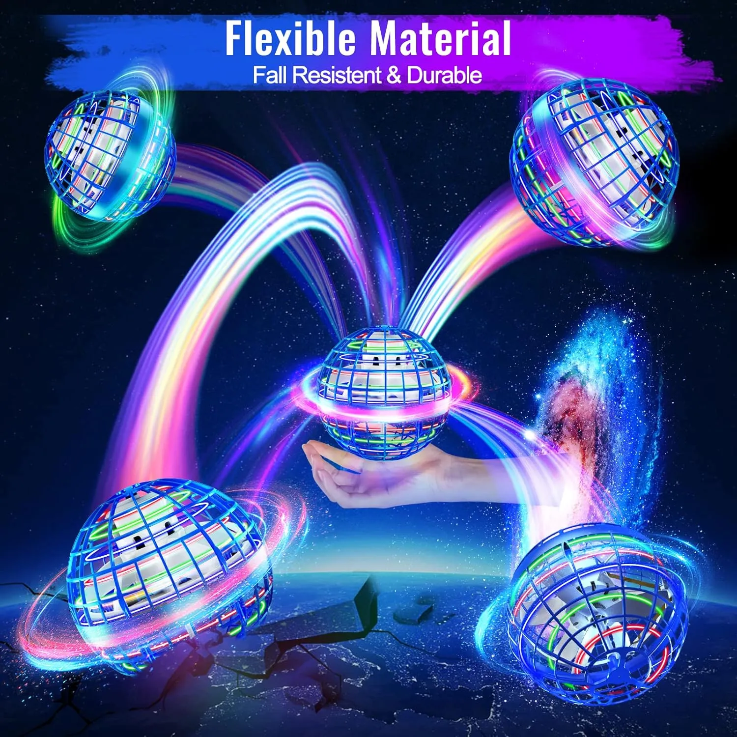 Flying Orb Ball Toy 2024, Upgraded Hover Boomerang Ball Galactic Fidget Spinner, Cosmic Globe Orb Drone Cool Toys Gift for 6 7 8 9 10 11 12  Years Old Boy Girls Christmas