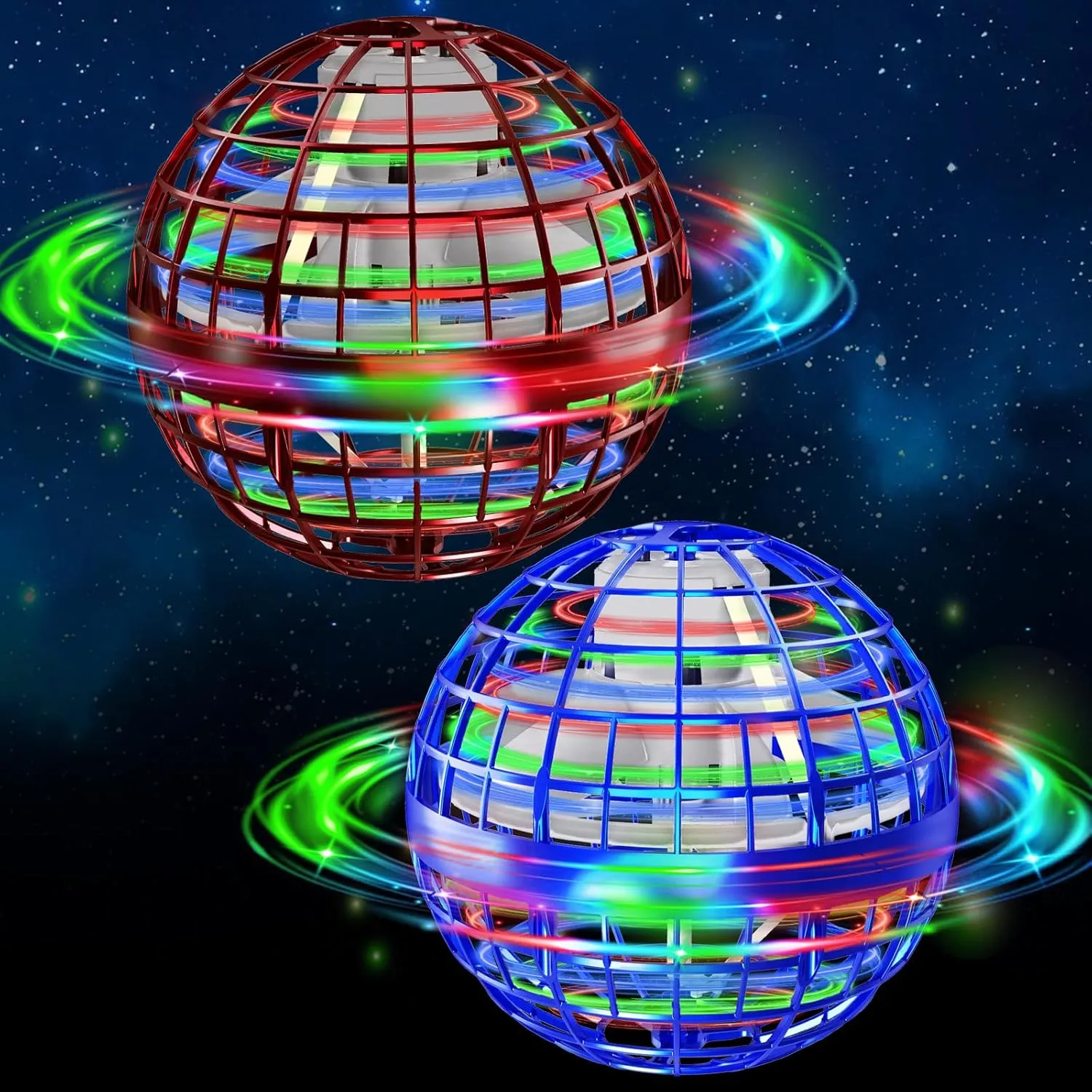 Flying Orb Ball Toys 2 Pack, Soaring Hover Boomerang Spinner Hand Controlled Mini Drone Cosmic Globe Spinning Kids Adults Outdoor Fly Toy Birthday Gift Cool Stuff for Boys Girls 6 7 8 9 10  Year Old