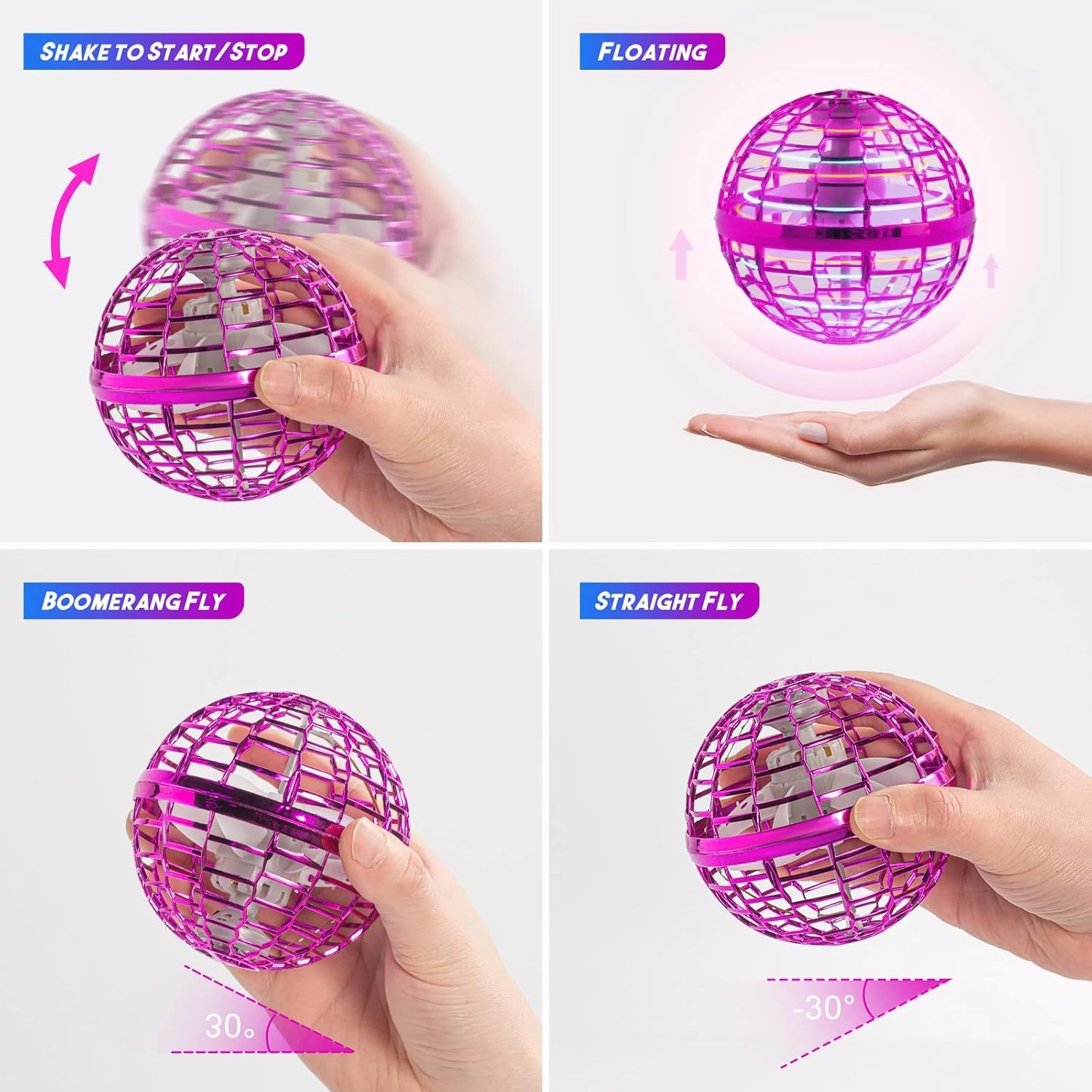 Flying Orb Ball Hover Ball: 2024 Cool Toys Boys Girls Gifts Floating Boomerang Balls Flying Spinner Mini Drone Fly Birthday Gift Ideas for Teens 6 7 8 9 10 11 12 Year Old Boy Girl(Purple)