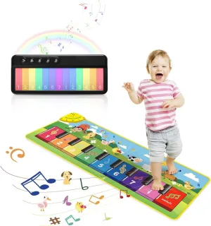 FOKI Toddler Music Toys Set, Floor Piano Baby Musical Mat and Toddler Travel Toys Light up Mini Kids Keyboard Pocket Piano, Perfect Preschool Learning Toys and Toddler Gifts Toys
