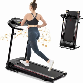 Folding Treadmill, 2.5HP Electric Treadmill for Home with Bluetooth and Incline, Portable Fitness Running Workout for Small Space Home Gym Equipment, MP3 (Black)