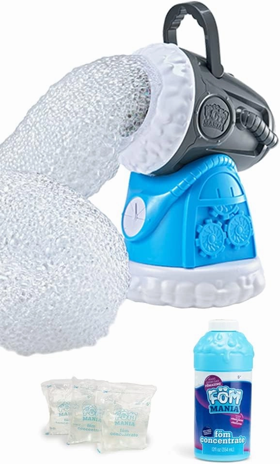 Fom Mania Little Kids Fomalanche Foam Machine | Non-Toxic Tear-Free Powered Foam Making Machine | Includes Bonus 21oz of Foam Concentrate to Make Tons of Foam | Kids Ages 5 , Blue