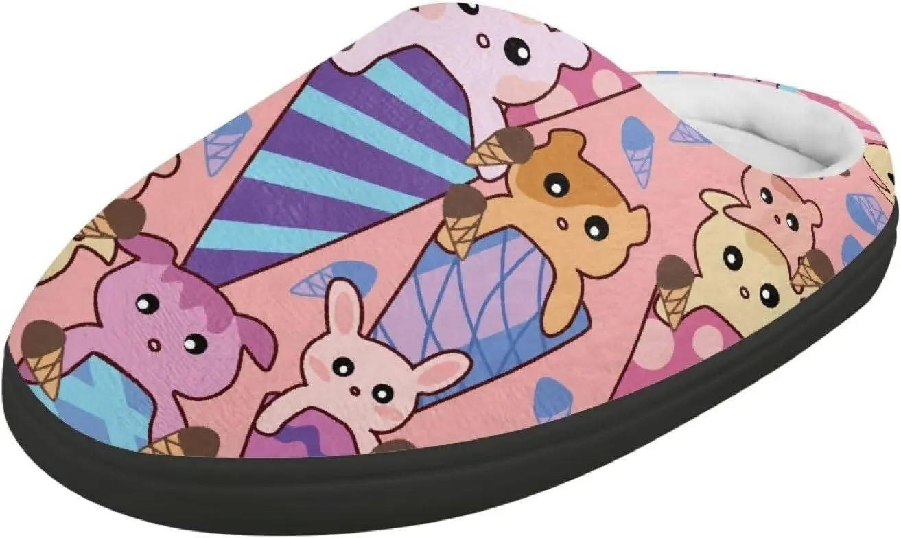 Food Plush Slippers for Kid Warm Fuzzy Cozy Furry Cotton Slippers Non-Slip Indoor Outdoor Slippers for Child US 9-15