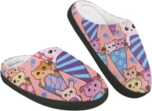 Food Plush Slippers for Kid Warm Fuzzy Cozy Furry Cotton Slippers Non-Slip Indoor Outdoor Slippers for Child US 9-15