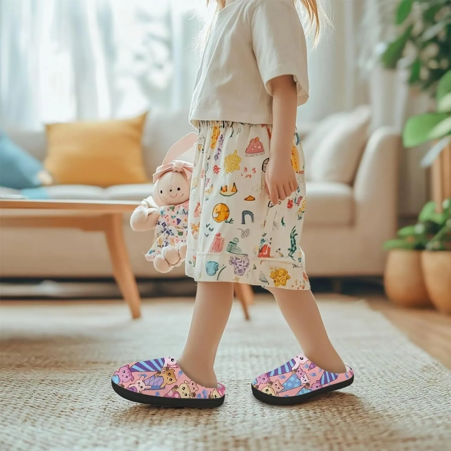 Food Plush Slippers for Kid Warm Fuzzy Cozy Furry Cotton Slippers Non-Slip Indoor Outdoor Slippers for Child US 9-15