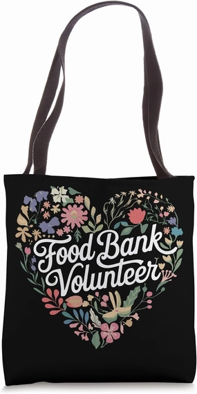 Food Bank Volunteer Heart Shaped Florals Tote Bag