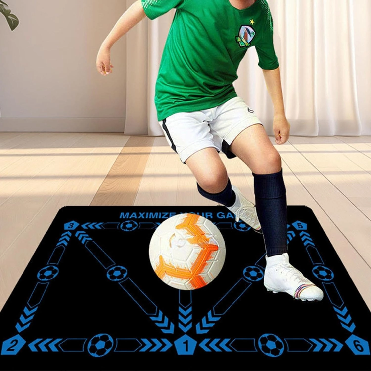 Football Footstep Training Mat, Soccer Training Mat Dribble Silent Auxiliary Props Football Door Mat Non-Slip Mat for Corner Football Field Ground, Training Pace Ball Control Player Equipment