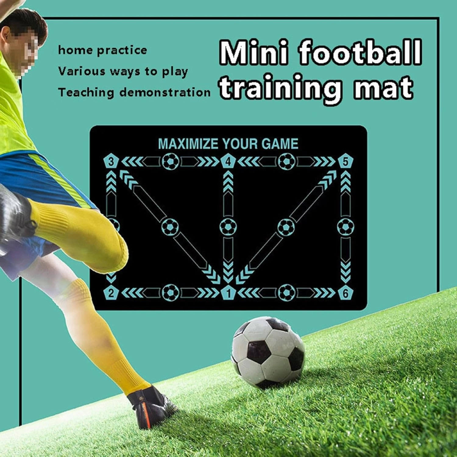 Football Footstep Training Mat, Soccer Training Mat Dribble Silent Auxiliary Props Football Door Mat Non-Slip Mat for Corner Football Field Ground, Training Pace Ball Control Player Equipment