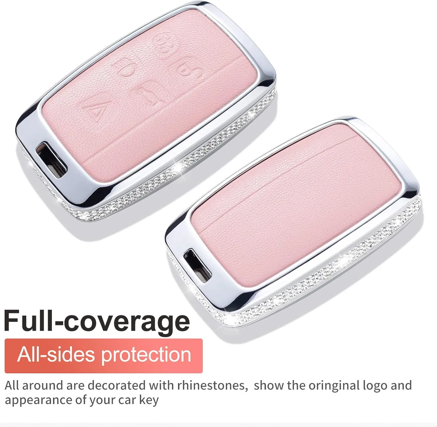 for Land R0VER Key Fob Cover with Keychain, Pink Key Case Protection Shell Compatible with Range Rover Evoque Sport Velar Discovery Jaguar F-Pace F-Type XE XEL XF XFL XJ