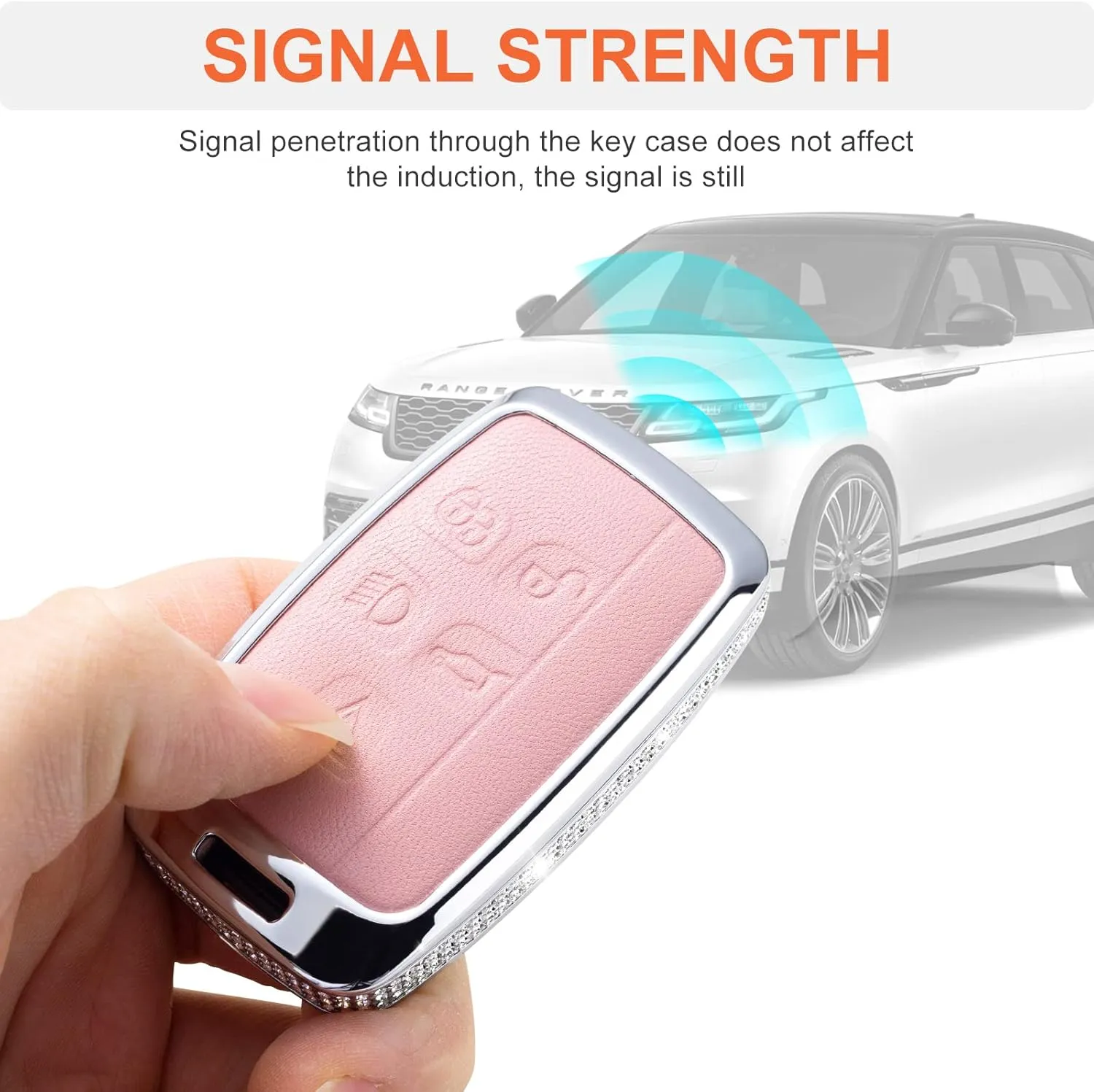for Land R0VER Key Fob Cover with Keychain, Pink Key Case Protection Shell Compatible with Range Rover Evoque Sport Velar Discovery Jaguar F-Pace F-Type XE XEL XF XFL XJ