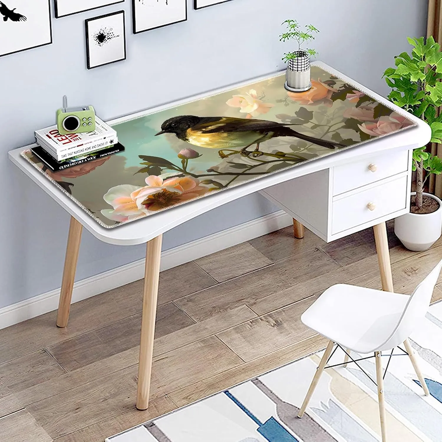 for MTG Playmat Non-Slip Rubber Play Mat with Storage Bag Combination, Ideal for Card Game Lovers TCG Play Mat, Cute Bird