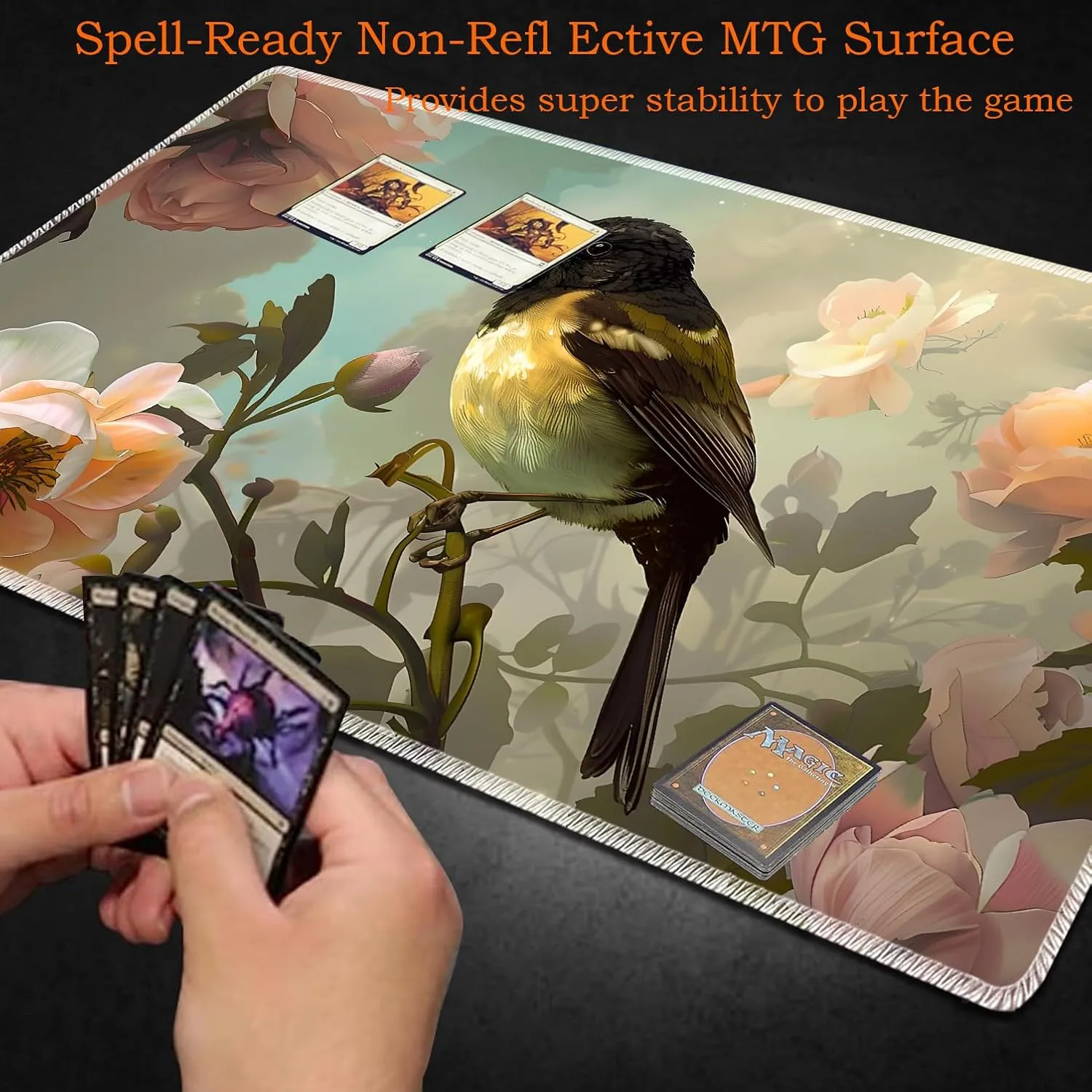 for MTG Playmat Non-Slip Rubber Play Mat with Storage Bag Combination, Ideal for Card Game Lovers TCG Play Mat, Cute Bird