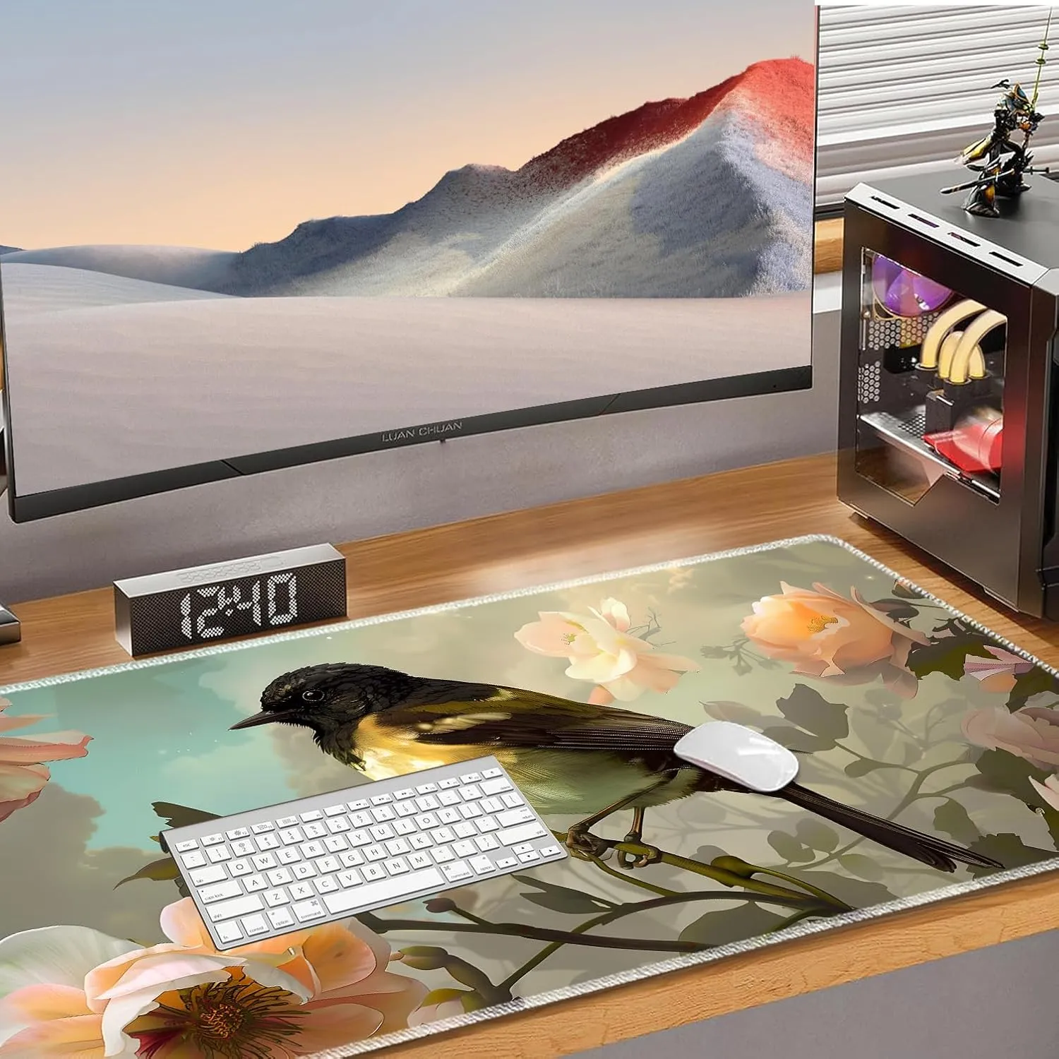for MTG Playmat Non-Slip Rubber Play Mat with Storage Bag Combination, Ideal for Card Game Lovers TCG Play Mat, Cute Bird
