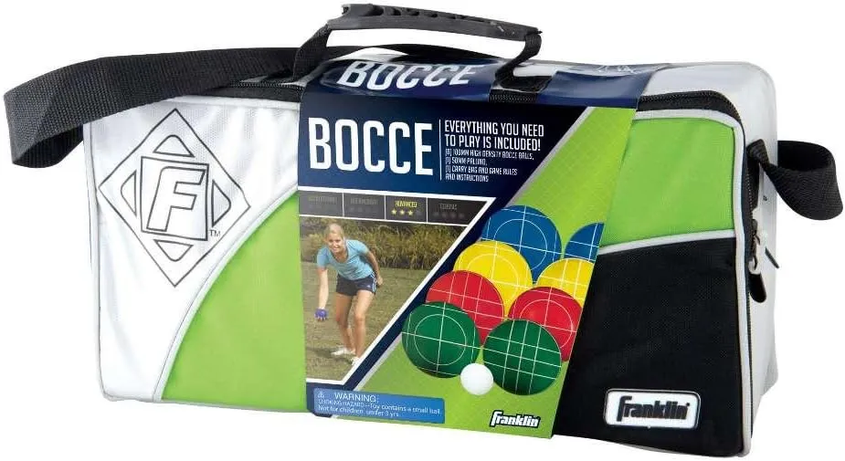 Franklin Sports Bocce Sets - Backyard   Beach Bocce Ball Sets - (8) Outdoor Balls   (1) Pallino - Adult   Family Bocce Sets