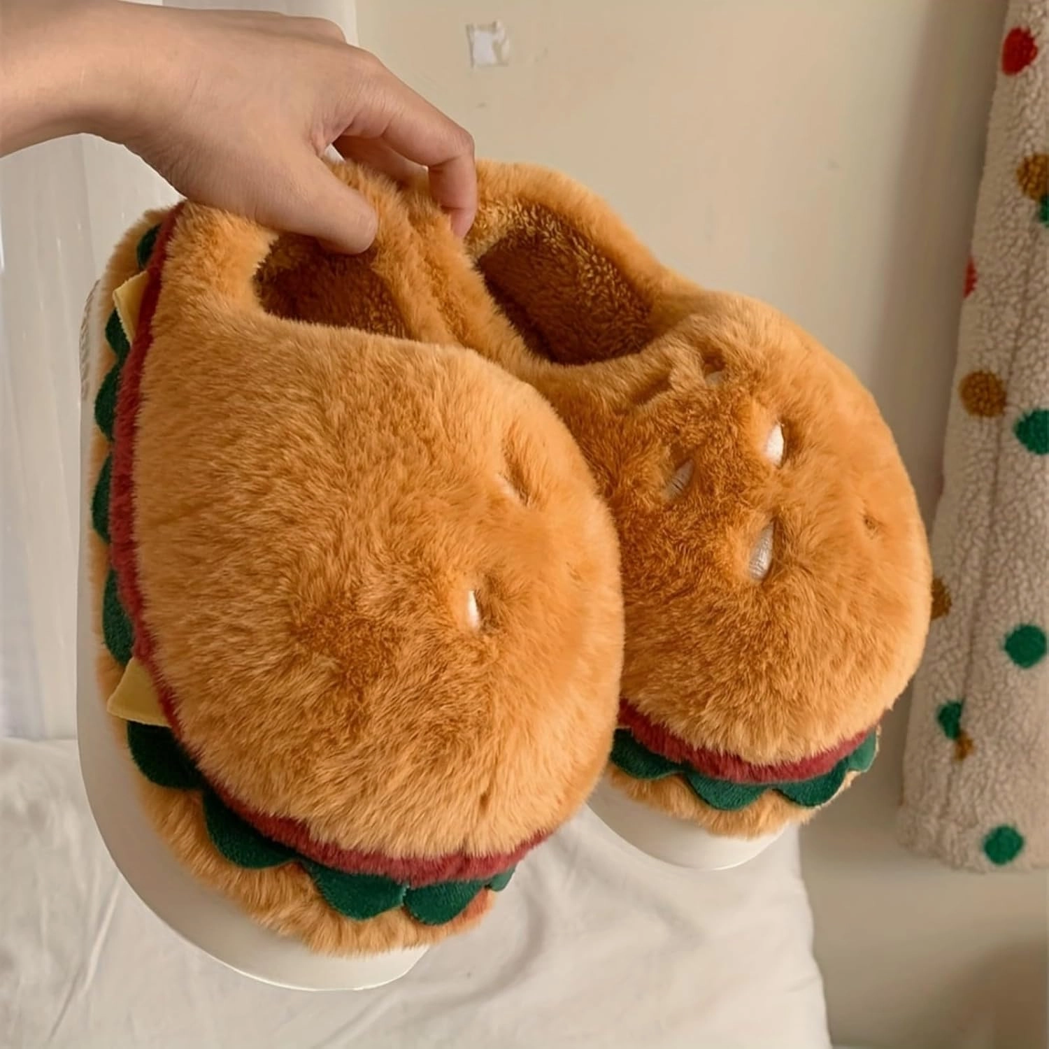 Frog Cartoon Animal Slippers - Fluffy Retro Memory Foam Plush Indoor Home Shoes With Thick Soles