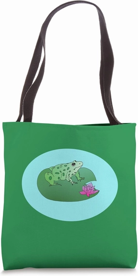 Frog Lily Pad Frog Pond Lotus Frog lover Tote Bag