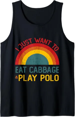 Funny I just want to eat cabbage and Play Polo Christmas Tank Top