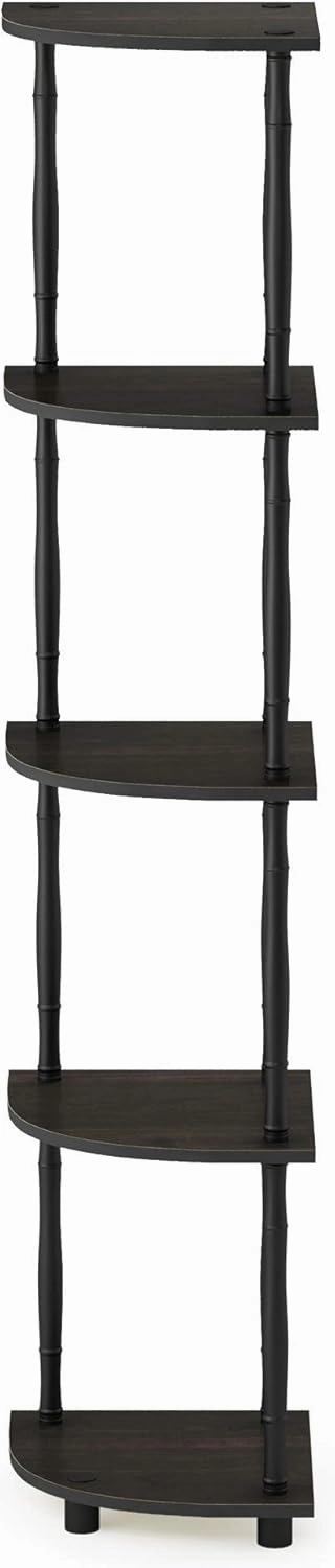 Furinno Turn-N-Tube 5 Tier Corner Display Rack Multipurpose Shelving Unit with Classic Tubes, Espresso/Black (18035EX/BK)