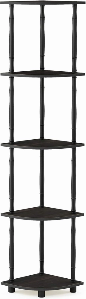 Furinno Turn-N-Tube 5 Tier Corner Display Rack Multipurpose Shelving Unit with Classic Tubes, Espresso/Black (18035EX/BK)