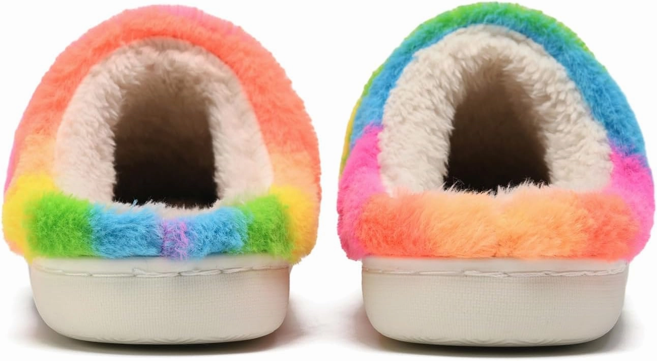 FUUPNN Smile Face Slippers for Girls & Boys, Retro Cute Soft Plush Indoor/Outdoor Shoes, Fuzzy House Lightweight Slippers with Memory Foam Warmth, Non-Slip, White, Unisex-Kids, Children