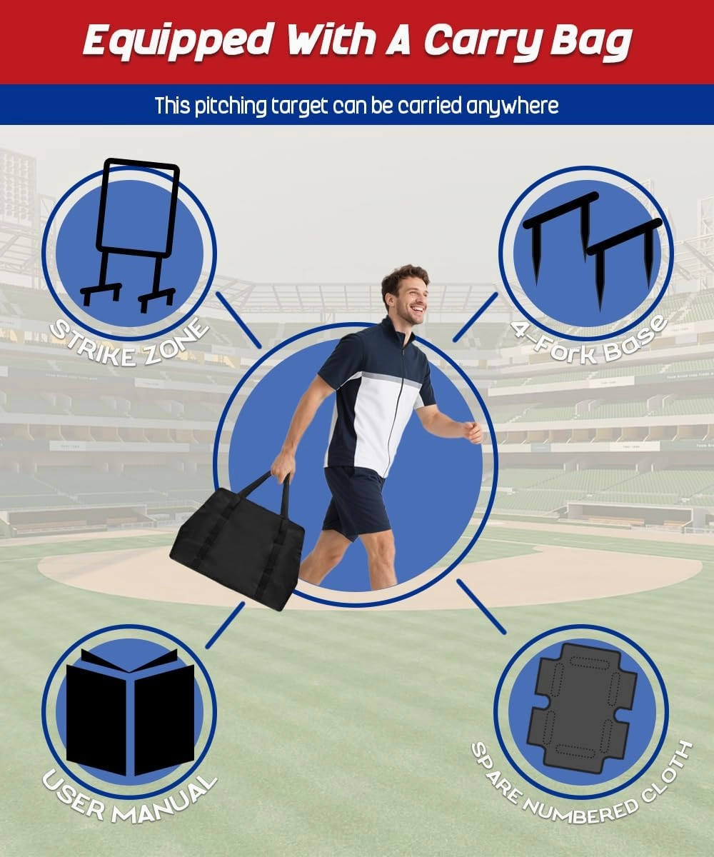 Garbuildman Baseball Strike Zone Target for Plastic Balls, Portable Metal Frame Pitching & Hitting Training Tool for Outdoor
