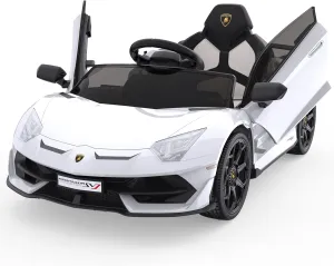 Garvee 12V Kids Electric Car with Remote Control, LED Lights & Sound System - Licensed Lamborghini Battery Powered Ride-On Toy for Boys & Girls