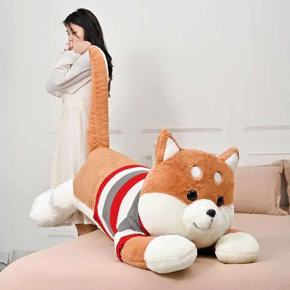 Giant Shiba Inu Plush- Soft Furry Dog Stuffed Animal Pillow,Huge Shiba Inu Plush Hugging Pillow Gifts for Every Age (51.1in)