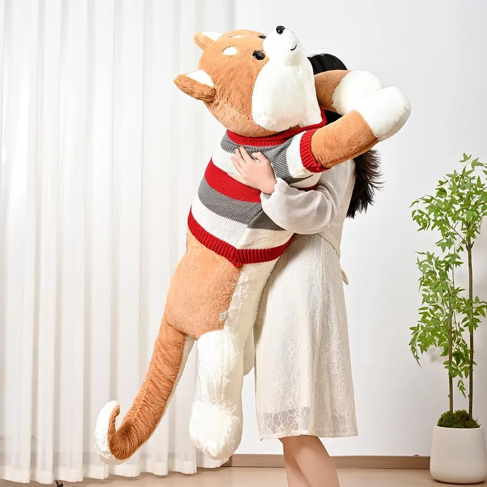 Giant Shiba Inu Plush- Soft Furry Dog Stuffed Animal Pillow,Huge Shiba Inu Plush Hugging Pillow Gifts for Every Age (51.1in)