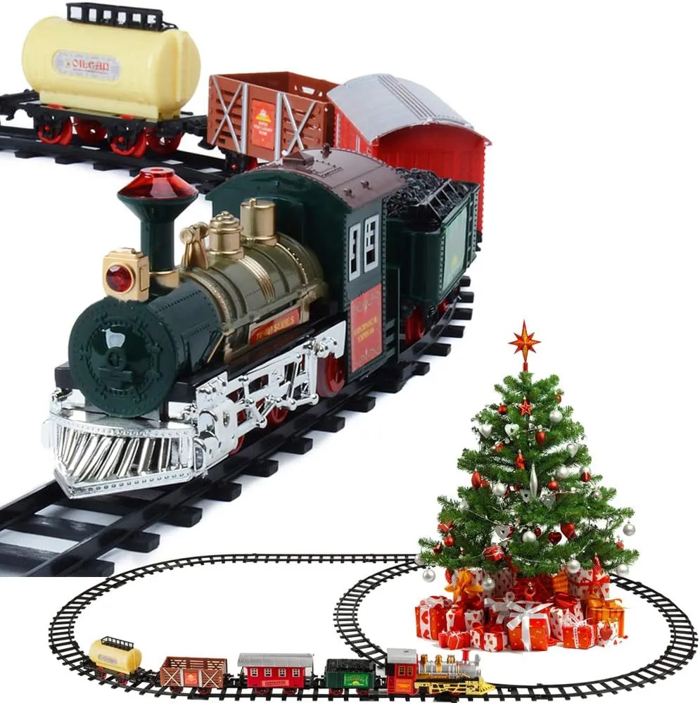Gift Toy Playset Classic Christmas Train Set with Lights, Sounds