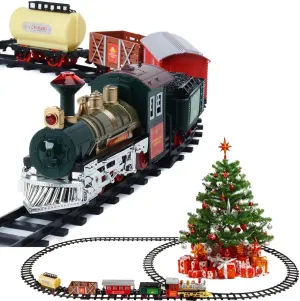Gift Toy Playset Classic Christmas Train Set with Lights, Sounds